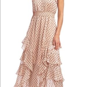 Rachel Roy Blush Polka Dot VNeck Ruffle Dress